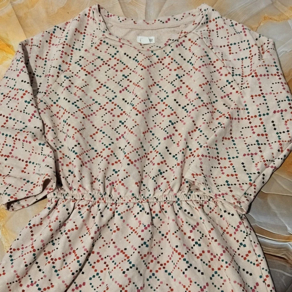 Gymboree Girls Size 10-12 Holiday Christmas Dress 3/4 Sleeve Pink Green Red